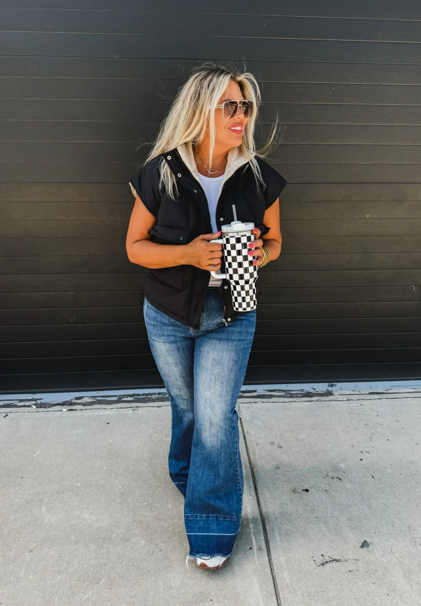Black/Ivory MADDOX REVERSIBLE PUFFER VEST