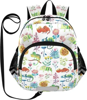 Botanical Chameleon Watercolor Little Kid Toddler Backpack Baby Boys Girls Kindergarten Pre School Bags Cute Cartoon Backpacks for children