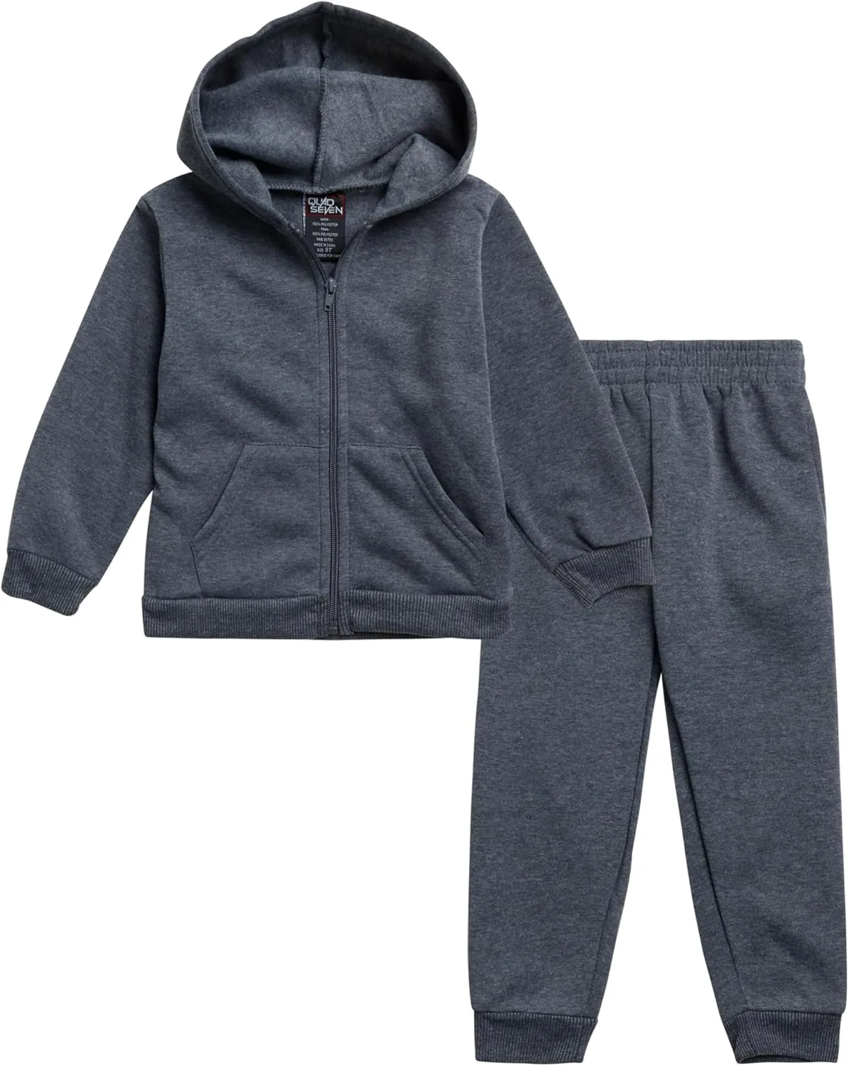 Boys' Active Sweatsuit - 2 Piece Fleece Zip Hoodie Sweatshirt and Sweatpants - Basic Solid Jogger Pants Set (2T-7)