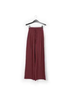 Burgundy wide-leg track pants
