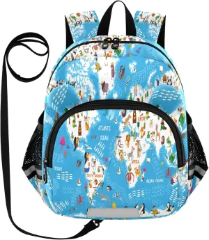 Cartoon Animal World Map Little Kid Toddler Backpack Baby Boys Girls Kindergarten Pre School Bags Cute Cartoon Backpacks for children