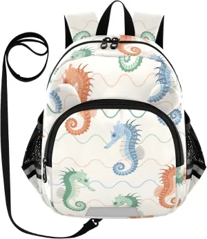 Cartoon Doodle Seahorse Little Kid Toddler Backpack Baby Boys Girls Kindergarten Pre School Bags Cute Cartoon Backpacks for children