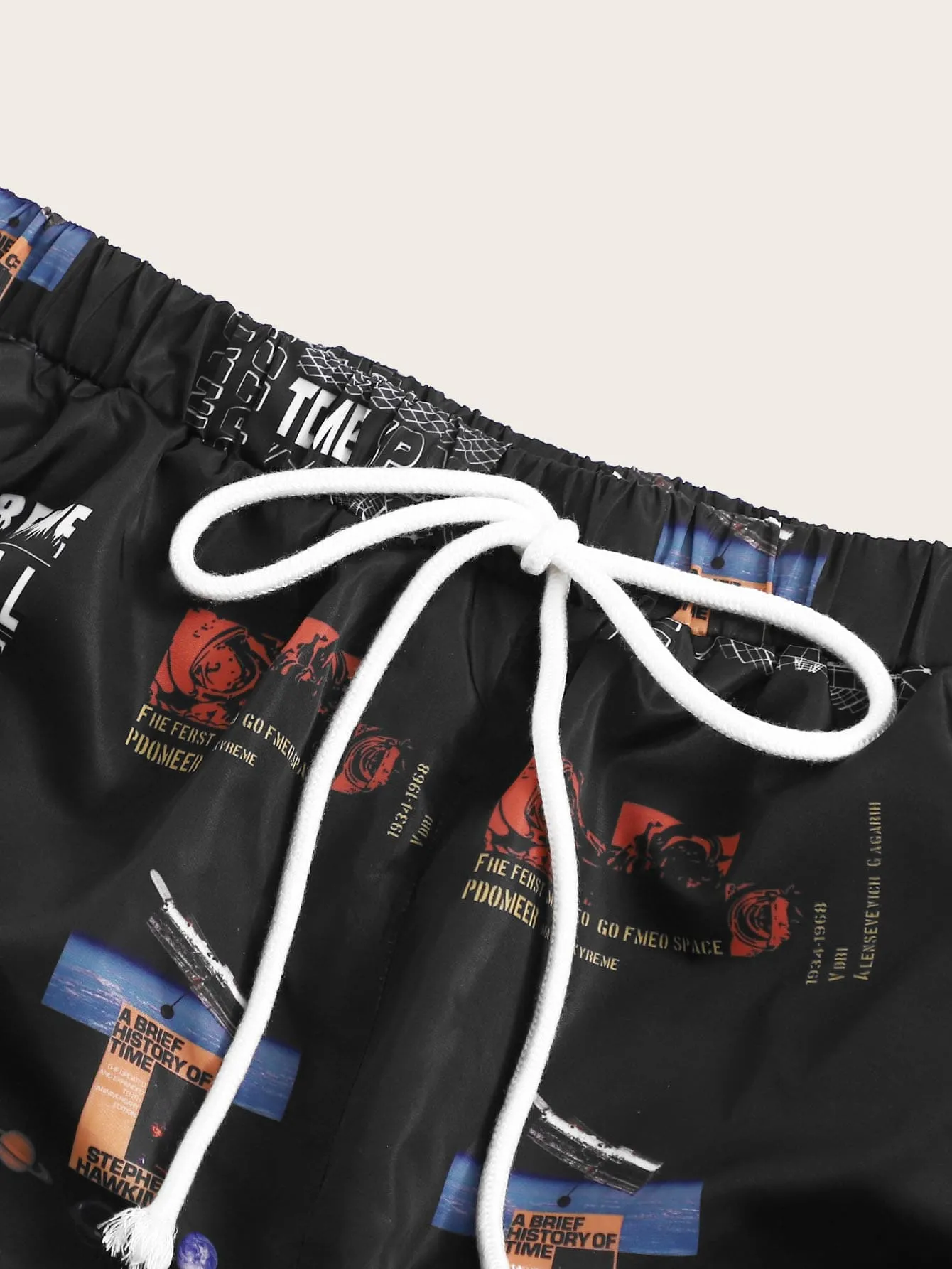 Casual Slogan Tie Front Natural Women Shorts