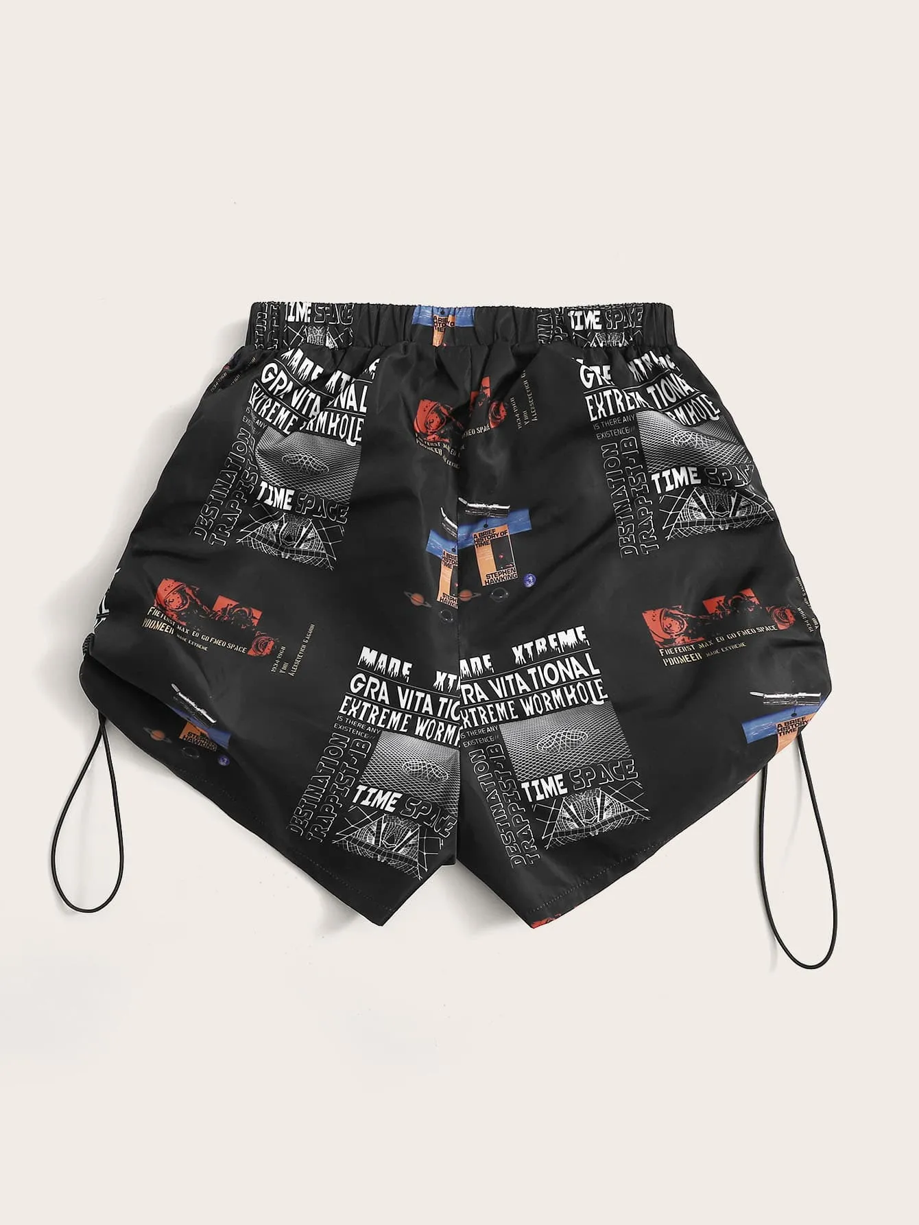 Casual Slogan Tie Front Natural Women Shorts