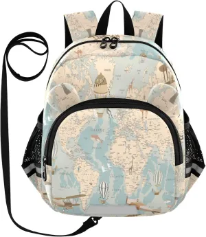 Children's Retro Map Little Kid Toddler Backpack Baby Boys Girls Kindergarten Pre School Bags Cute Cartoon Backpacks for children