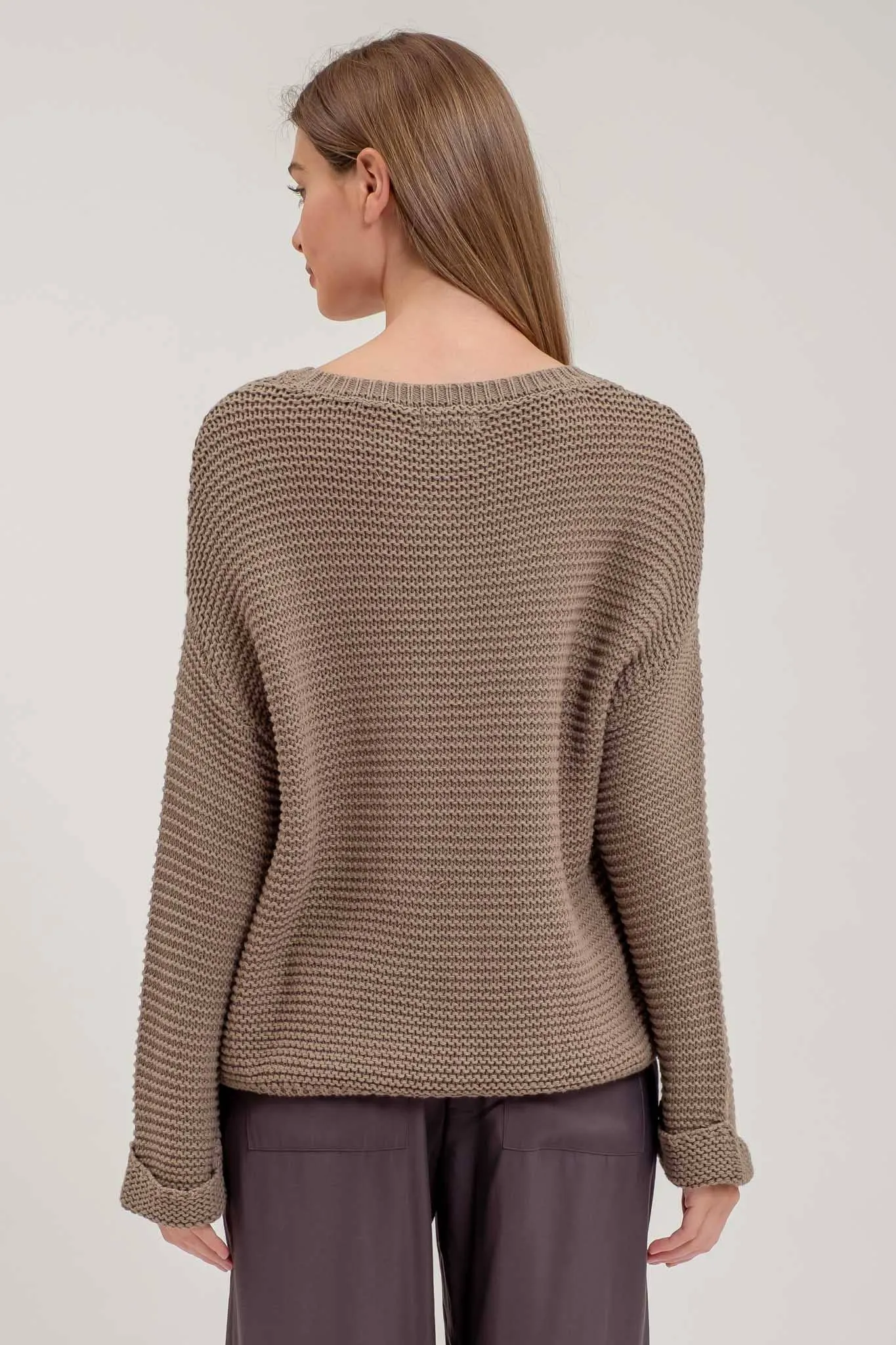 Chunky Knit Cuff Sleeve Sweater Olive