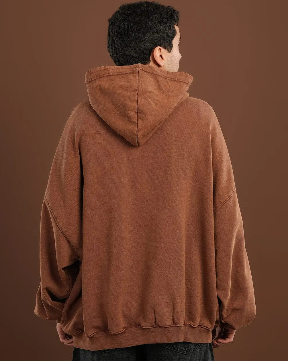 Coffee Washed Balloon Fit Hoodie