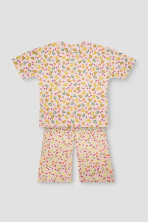 Conversational Print Pj Set For Women - Pink