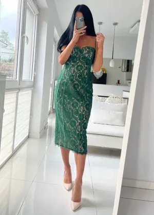 Crochet Lace Cami Midi Dress with Satin Lining