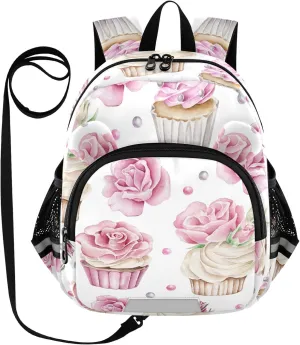 Cupcakes Decorated with Flowers Little Kid Toddler Backpack Baby Boys Girls Kindergarten Pre School Bags Cute Cartoon Backpacks for children