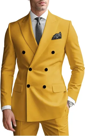 Double Breasted Suits for Men 2 Piece Slim Fit Suit Wedding Suit Prom Double Breasted Blazer Pants Suit