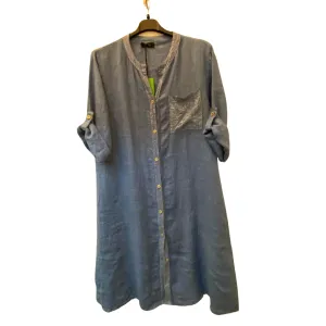 DressByCherish - Jeans Blue Sequined Button-Up