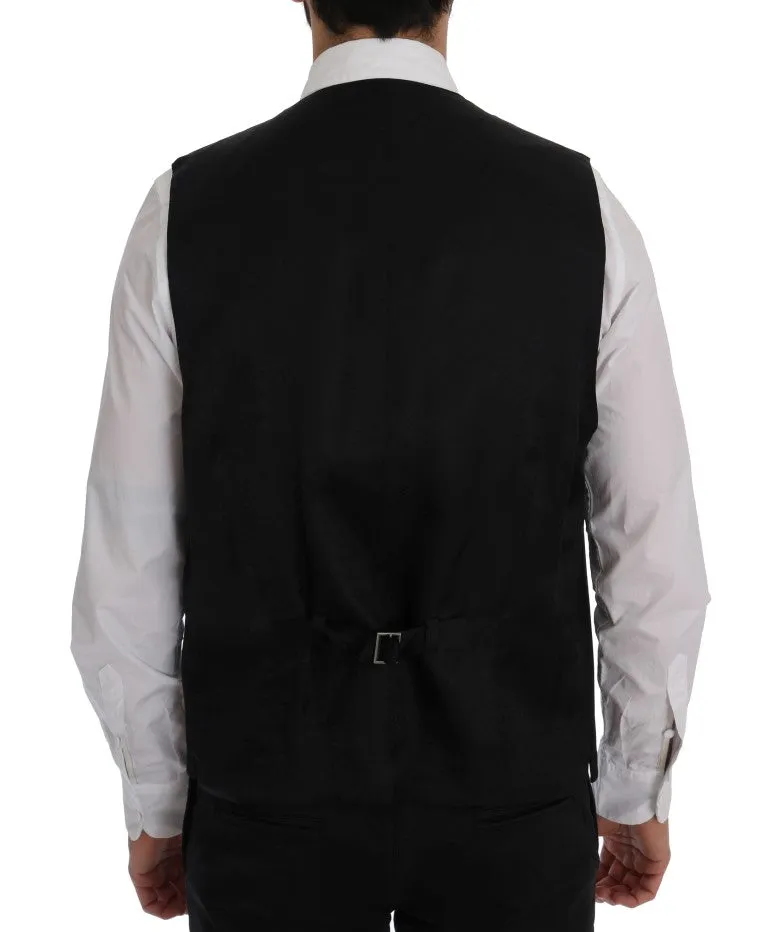 Elegant Striped Wool Blend Waistcoat Vest