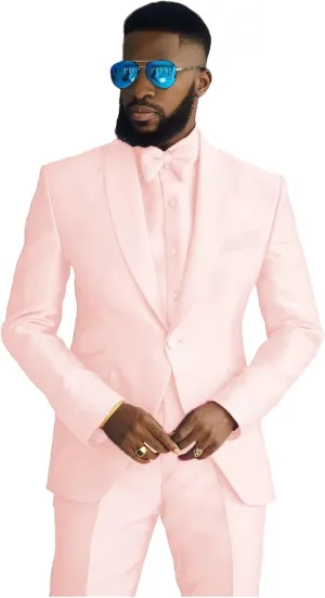 Fashion Satin Suits for Men Shawl Lapel Prom Tuxedos 2 Pcs Coat Trousers Regular Fit Blazer Pants for Evening Party