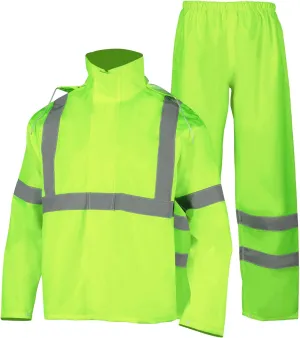 FONIRRA Hi Vis Safety Rainsuit for Men Waterproof Yellow Reflective Class 3 Rain Jacket Gear Pants(4XL/5XL)