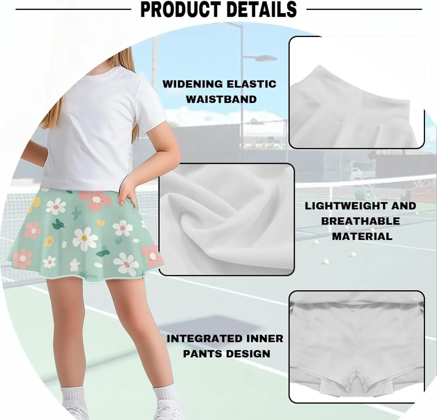 Girls Cute Skirts 1-in-2 Skorts Built in Shorts Lightweight Playwear Size 5-14