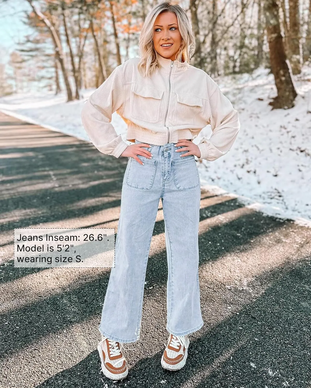 GRAPENT Wide Leg Jeans for Women High Waisted Straight Leg Stretchy Cropped Denim Pants with Pockets Jean Trousers