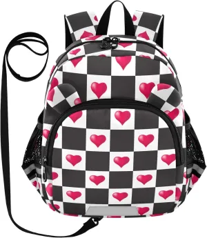 Hearts on The Chessboard Little Kid Toddler Backpack Baby Boys Girls Kindergarten Pre School Bags Cute Cartoon Backpacks for children
