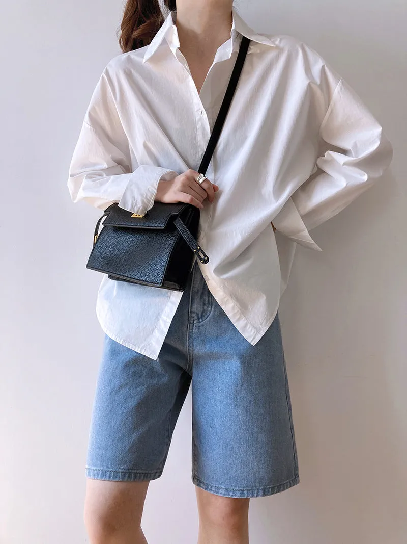 High waist leap denim shorts pants female summer straight tide insoluble pants