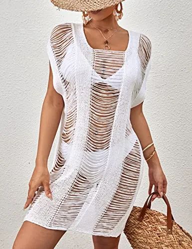 Hollow Out Crochet Cover Ups for Women - Sexy Beach Dresses