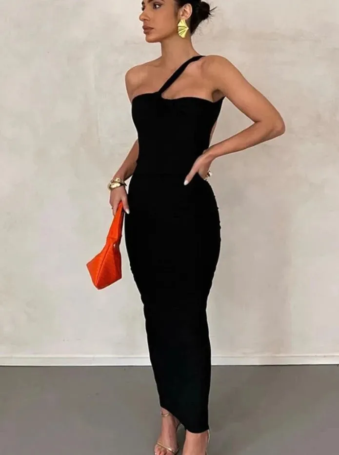 Hollow Sexy Cross Ruched Chic Design Sleeveless Skinny Stylish Bodycon Dress