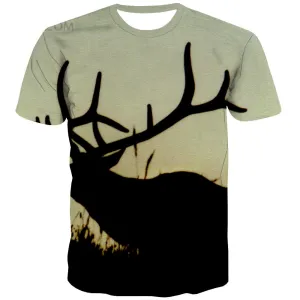Hunting T shirts Men Jungle T-shirts Graphic Deer Tshirts Cool Shooter Tshirt Anime Camouflage Shirt Print
