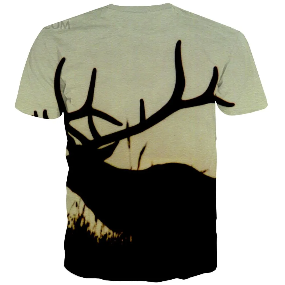 Hunting T shirts Men Jungle T-shirts Graphic Deer Tshirts Cool Shooter Tshirt Anime Camouflage Shirt Print