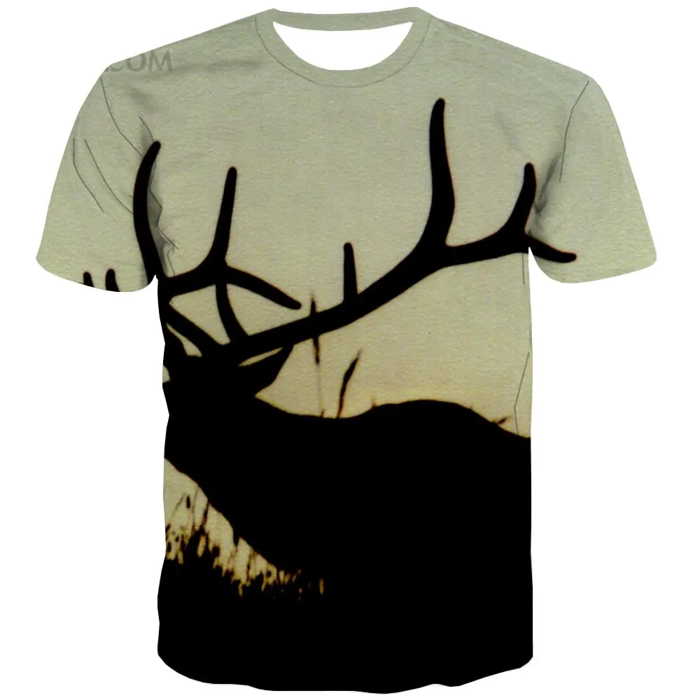 Hunting T shirts Men Jungle T-shirts Graphic Deer Tshirts Cool Shooter Tshirt Anime Camouflage Shirt Print