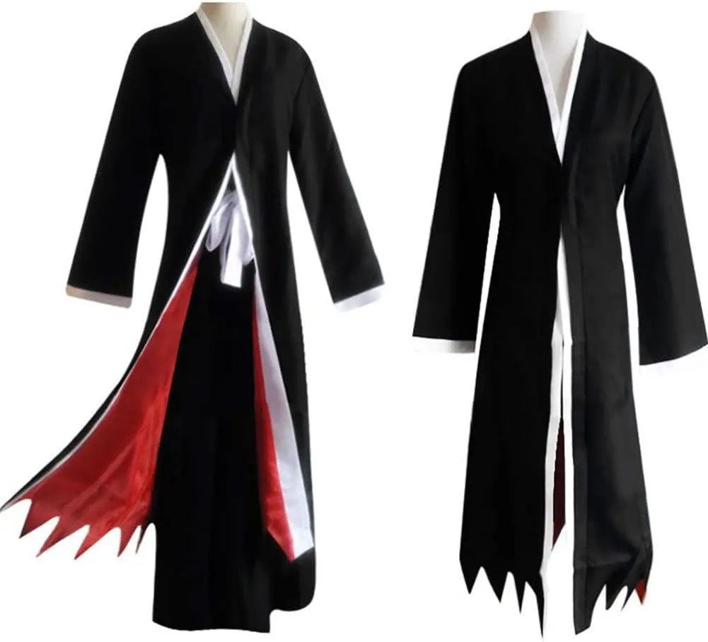 Kurosaki Cosplay Costume Kurosaki Outfit Uniform Black Cloak Kimono with Mask Full Set