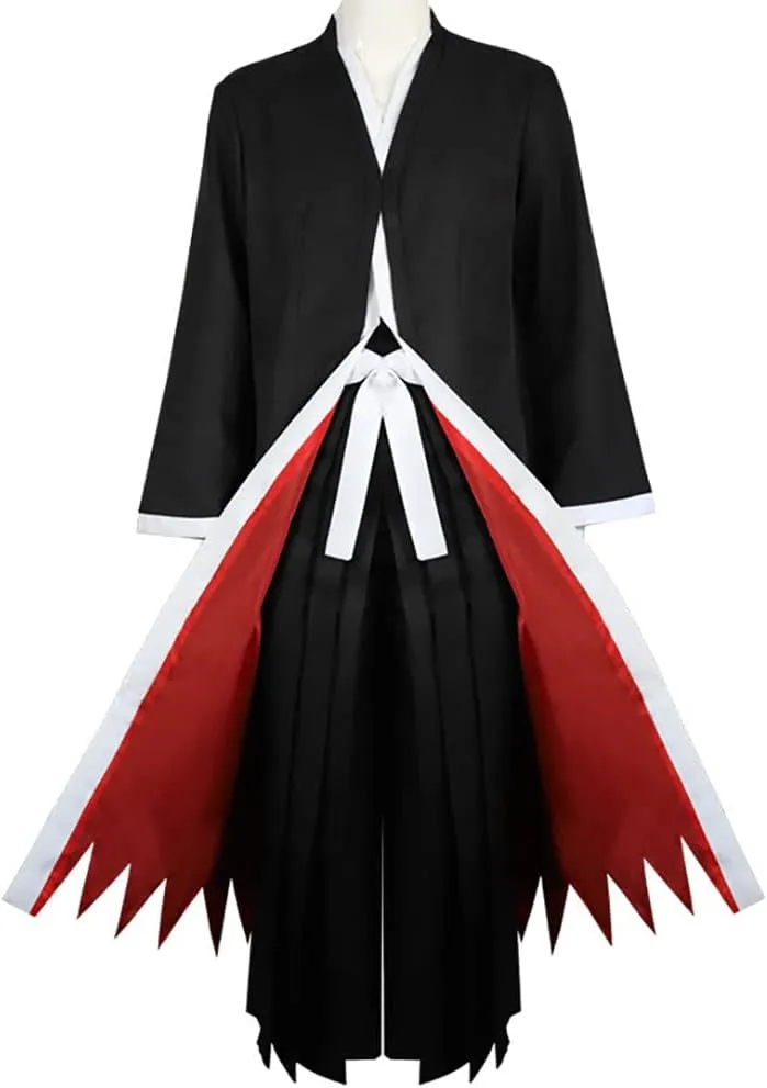Kurosaki Cosplay Costume Kurosaki Outfit Uniform Black Cloak Kimono with Mask Full Set