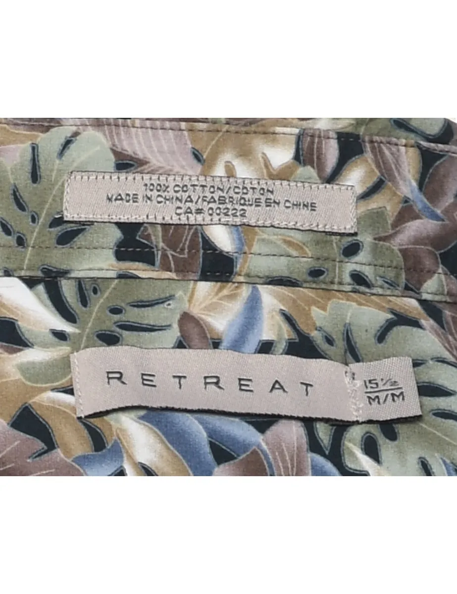 Leafy Print Hawaiian Shirt - M