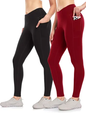 LegEnd Women's 2 Pack Workout Leggings with Pockets 27"- Buttery Soft High Waisted Tummy Control Running Yoga Pants
