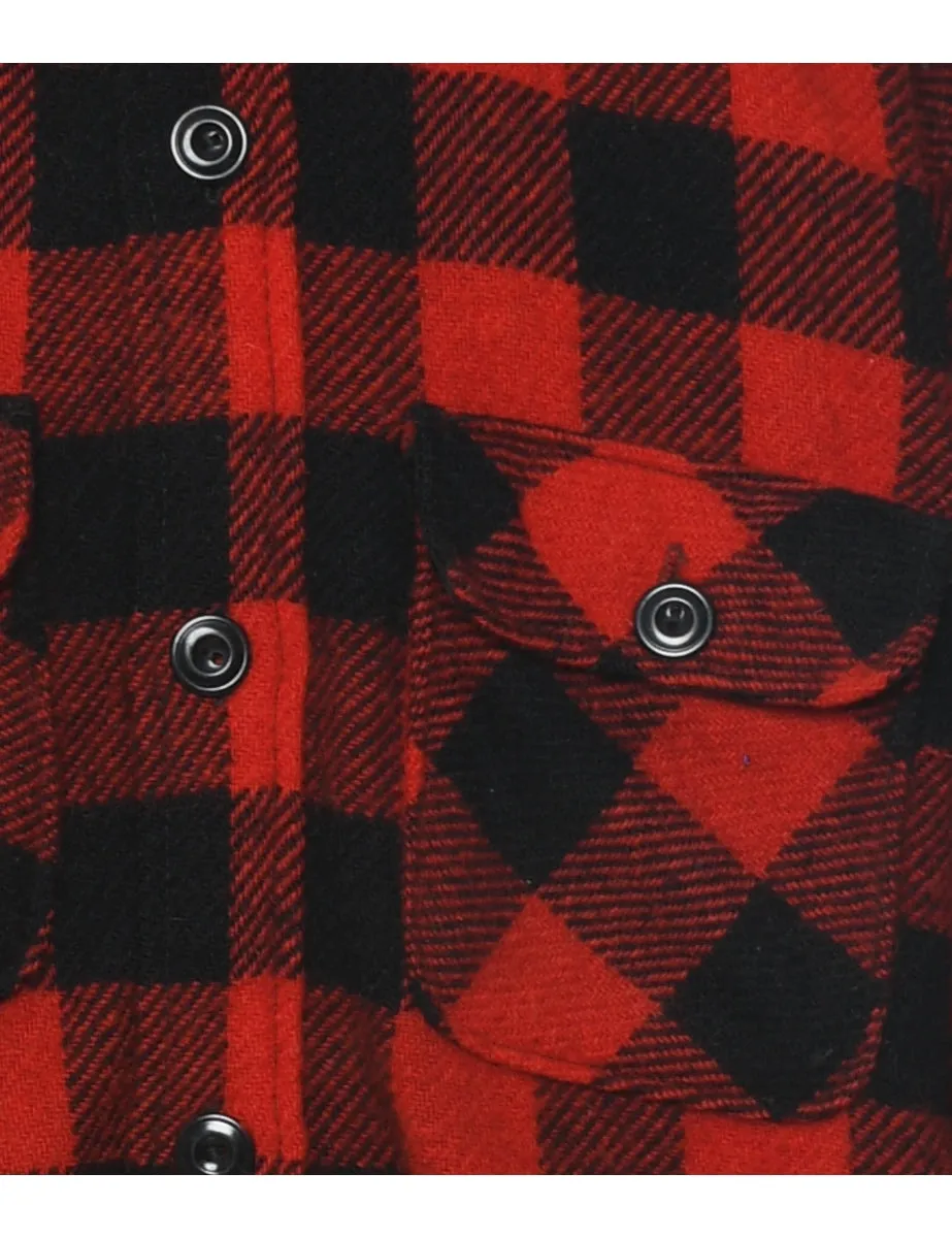 Long Sleeved Buffalo Red & Black Classic Check Shirt - M