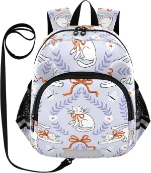 Lovely White Cat Little Kid Toddler Backpack Baby Boys Girls Kindergarten Pre School Bags Cute Cartoon Backpacks for children