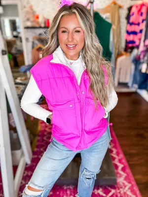 Maddox Reversible Pink/Ivory Puffer Vest