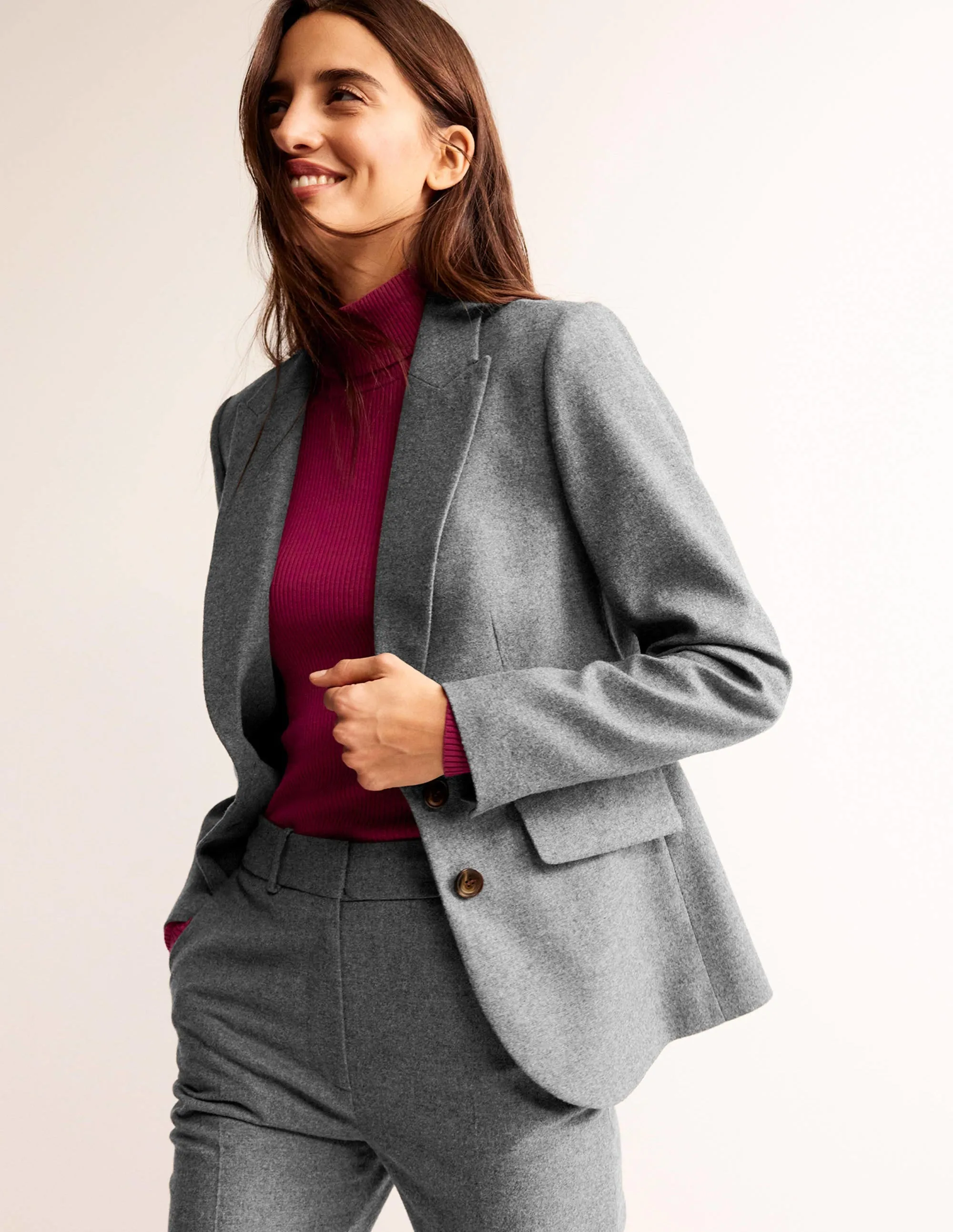 Marylebone Wool-Blend Blazer-Grey