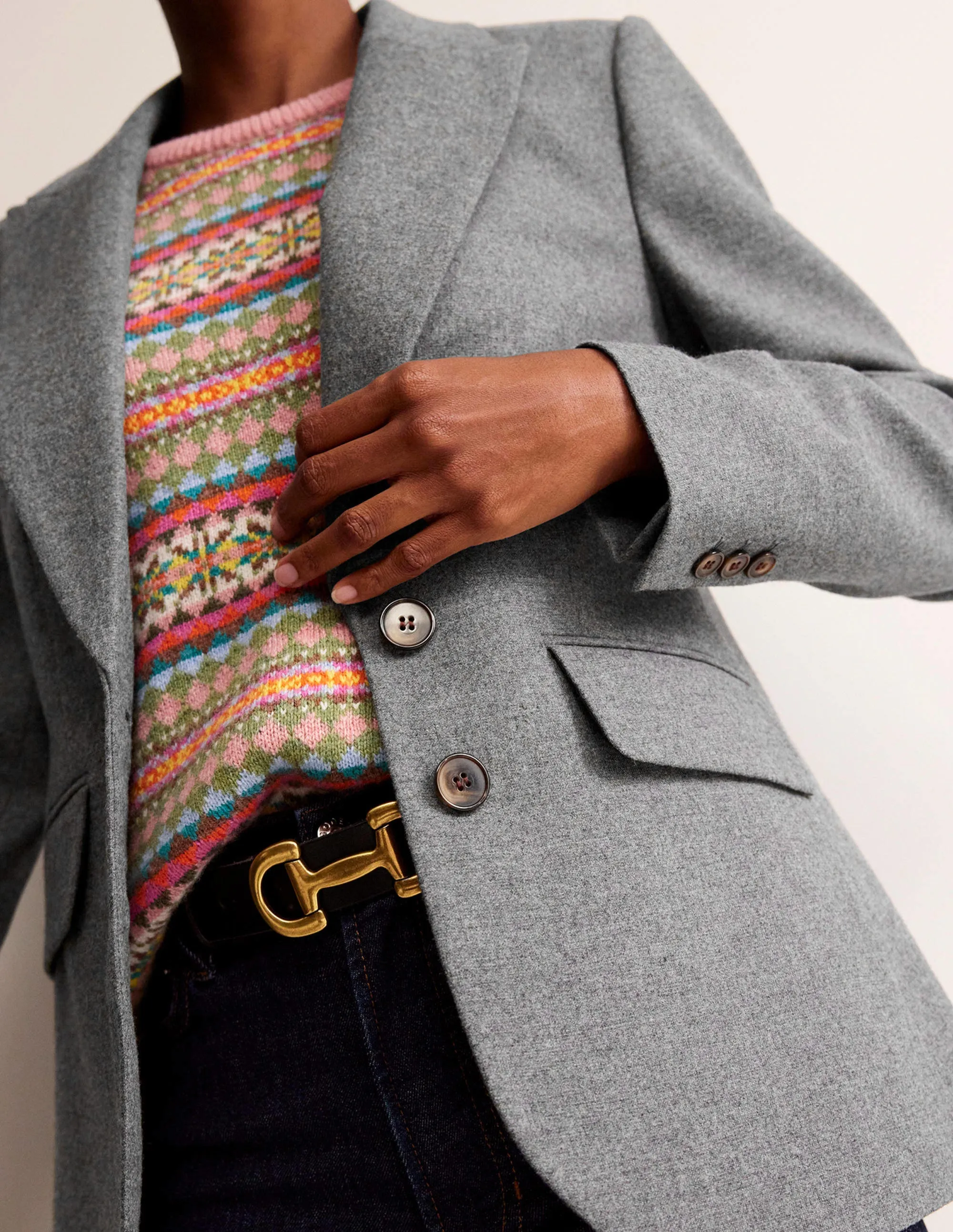 Marylebone Wool-Blend Blazer-Grey