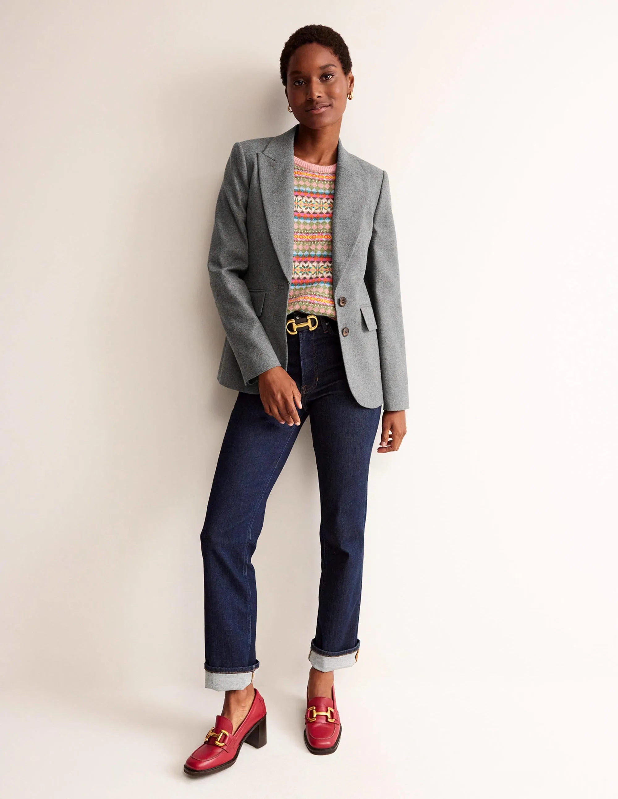 Marylebone Wool-Blend Blazer-Grey