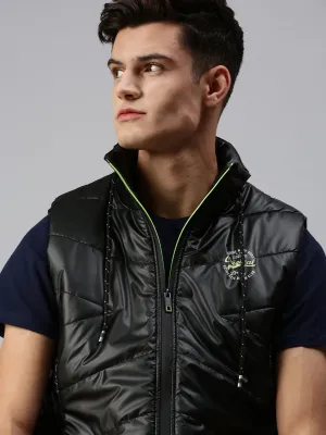 Men Black Lightweight Crop Bomber Jacket