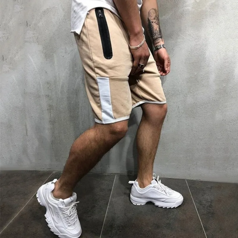 Men's Casual Zipper Splicing Short Pants