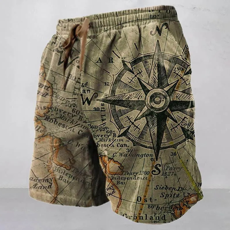 Men's Mystery Map Casual Hawaii Beach Shorts 06595841YY