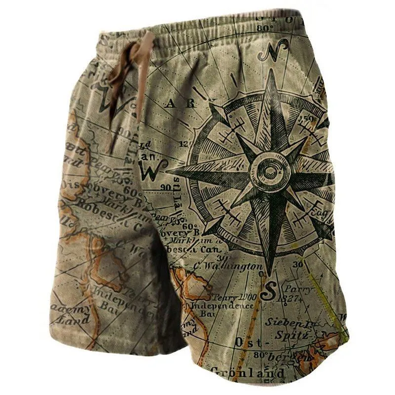 Men's Mystery Map Casual Hawaii Beach Shorts 06595841YY
