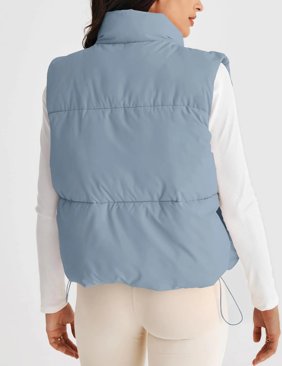 MEROKEETY Womens Puffer Vest Stand Collar Zip Up Sleeveless Padded Gilet Coat with Pockets