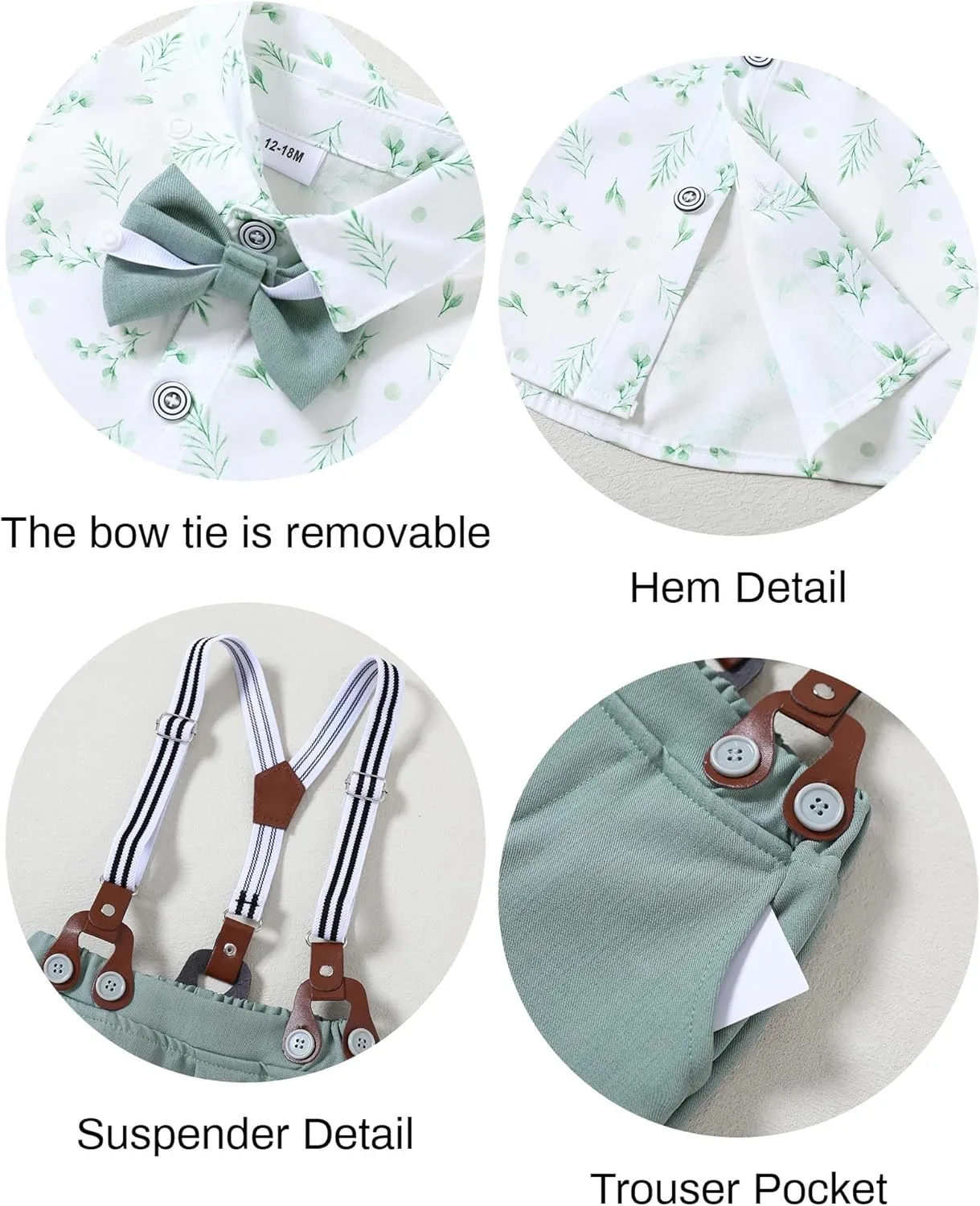 nilikastta Toddler Baby Boy Clothes Suit Gentleman Wedding Outfits Formal Dress Shirt/Bowtie/Vest/Suspender Pants 1-9years