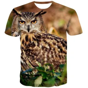 Owl T-shirt Men Animal Tshirts Cool Ferocious Tshirt Printed Funny Tshirt Anime Harajuku T-shirts 3d Short Sleeve Hip hop
