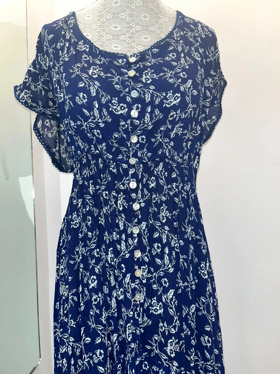 Papa Fashions Dress -  Floral Blue HighLow