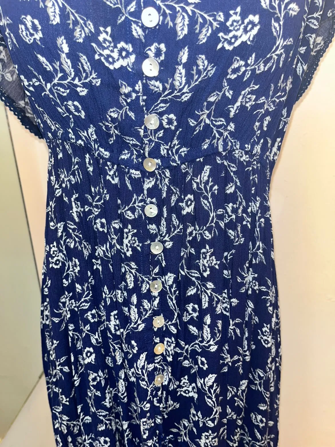 Papa Fashions Dress -  Floral Blue HighLow