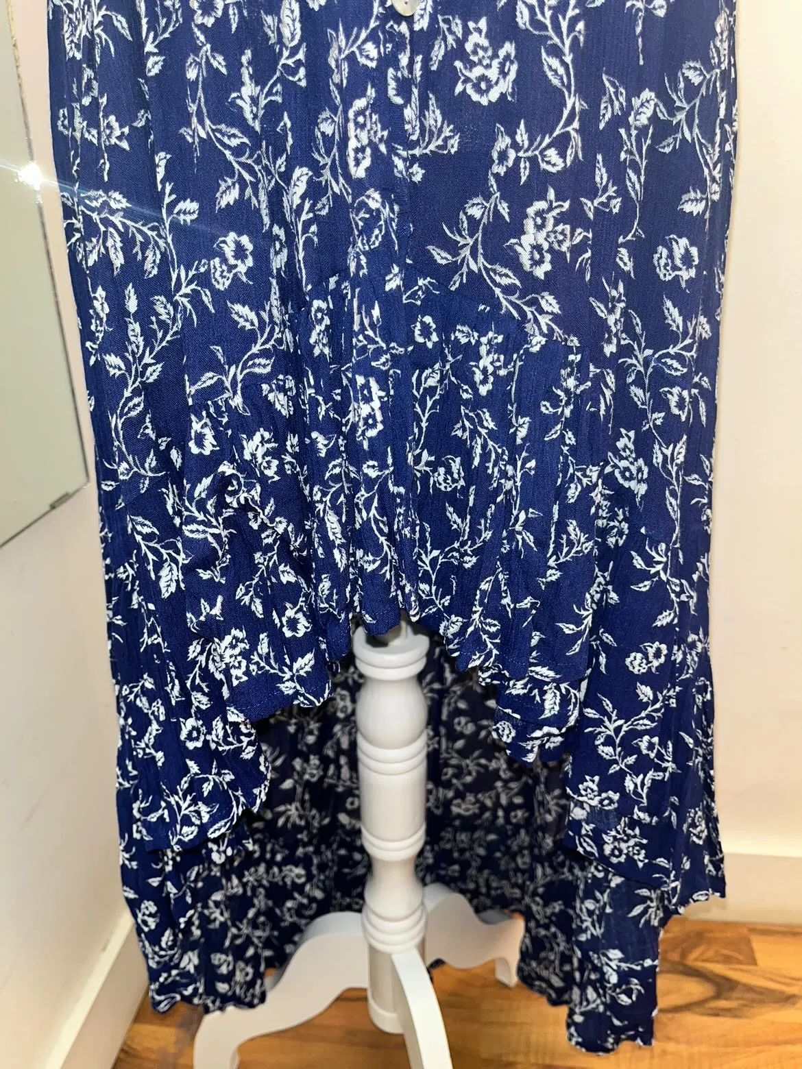 Papa Fashions Dress -  Floral Blue HighLow