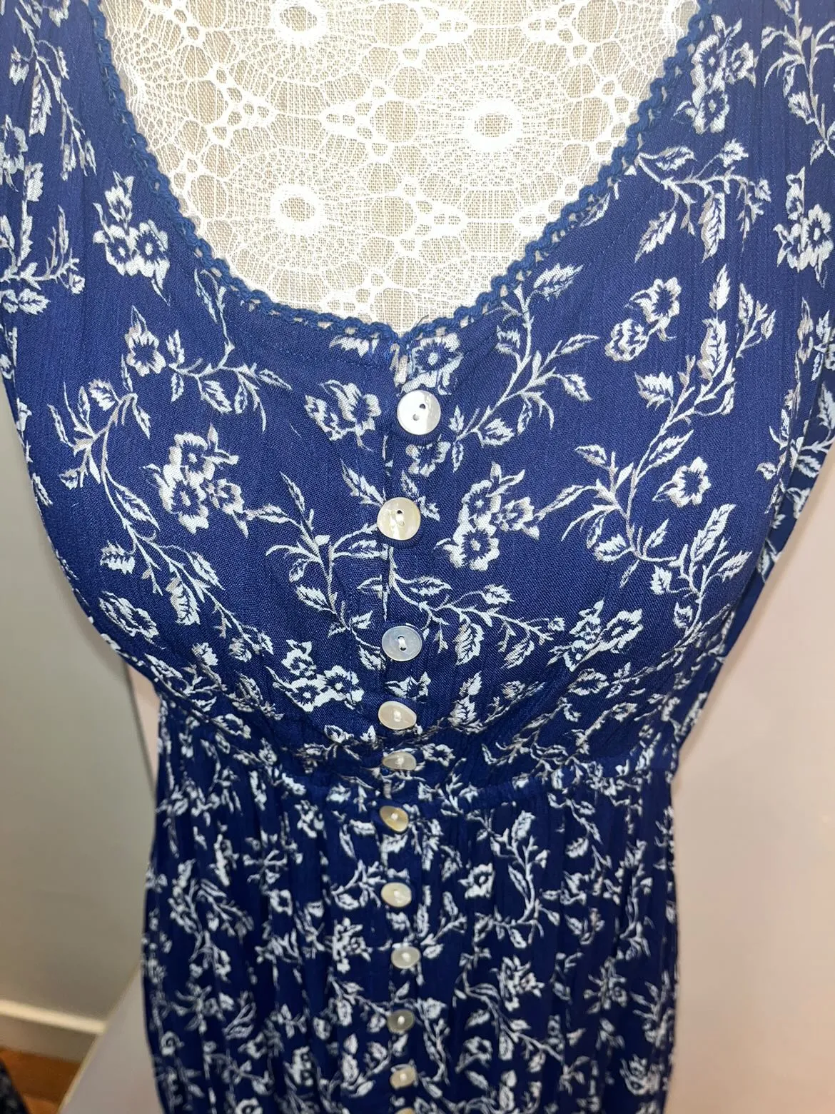 Papa Fashions Dress -  Floral Blue HighLow