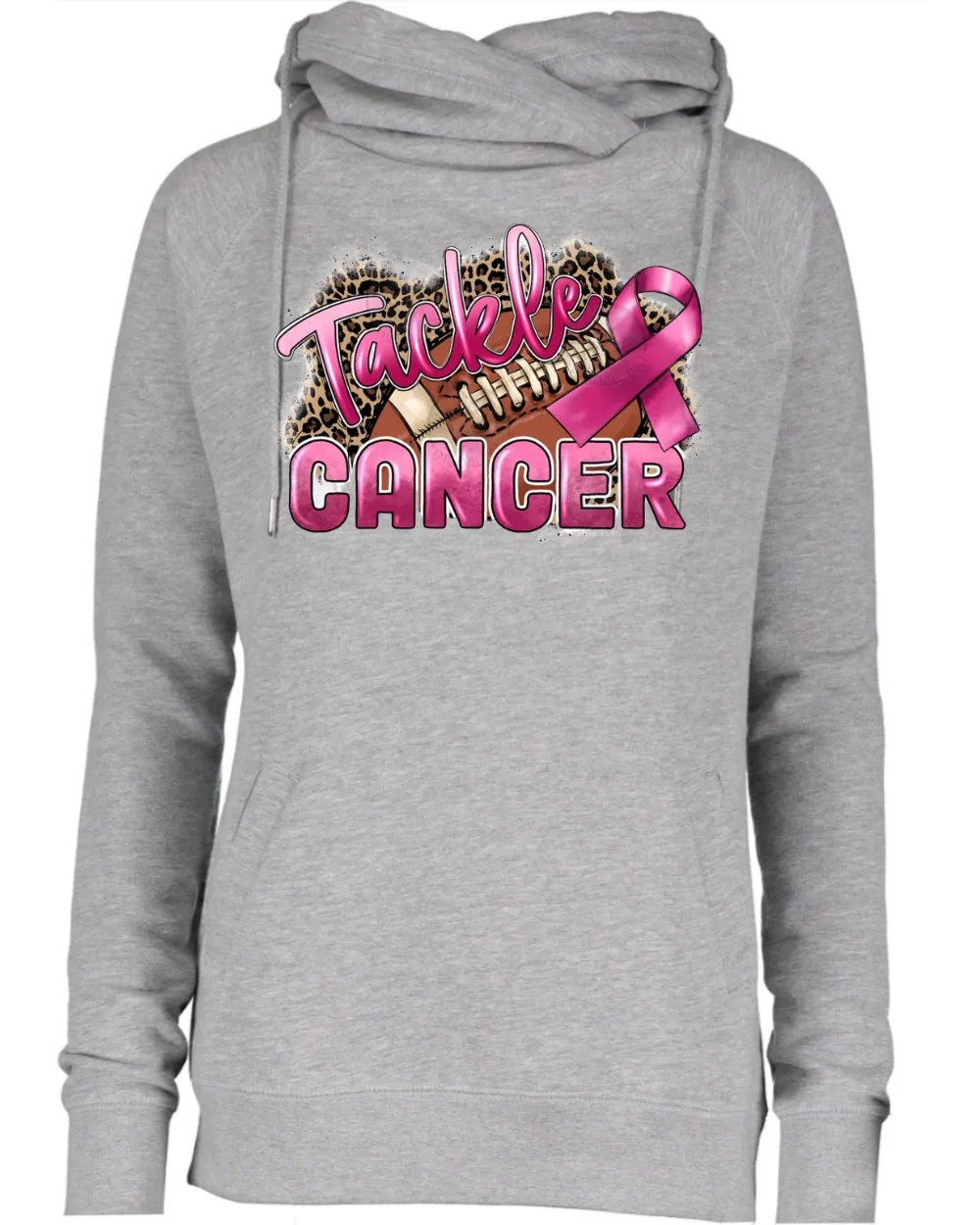Pink Out Tackle Cancer Leo Background Football Cowl Double Hood Top